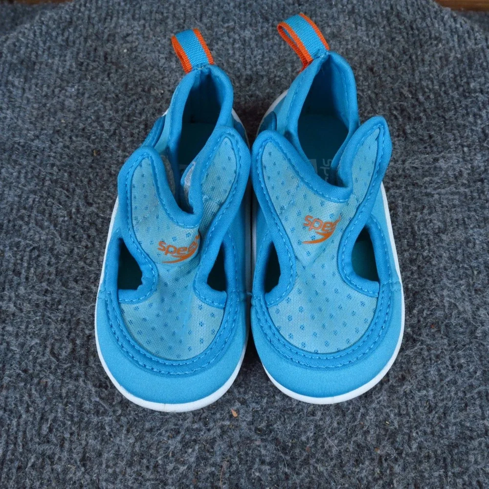 Speedo Hybrid Toddler Water Shoes Size 5-6 Swimming Pool Beach Blue Orange